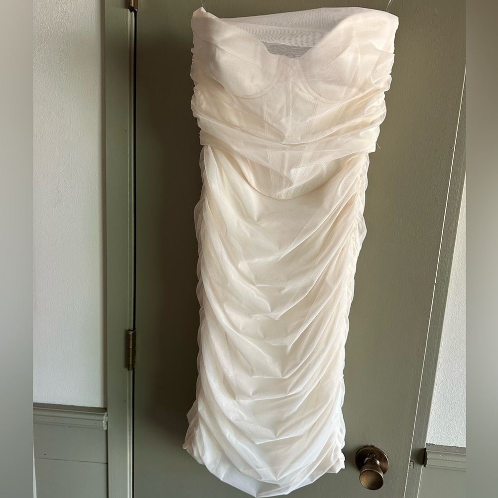 NEW Oh Polly corset gauze strapless dress